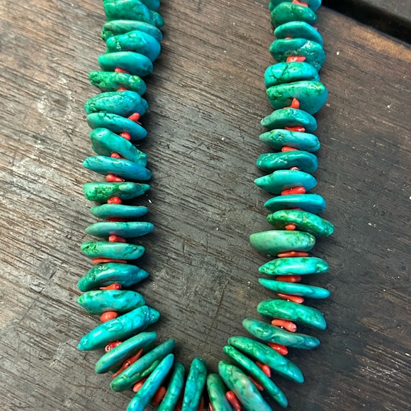 Turquoise and Silver Cross Necklace - Picture 2 of 6